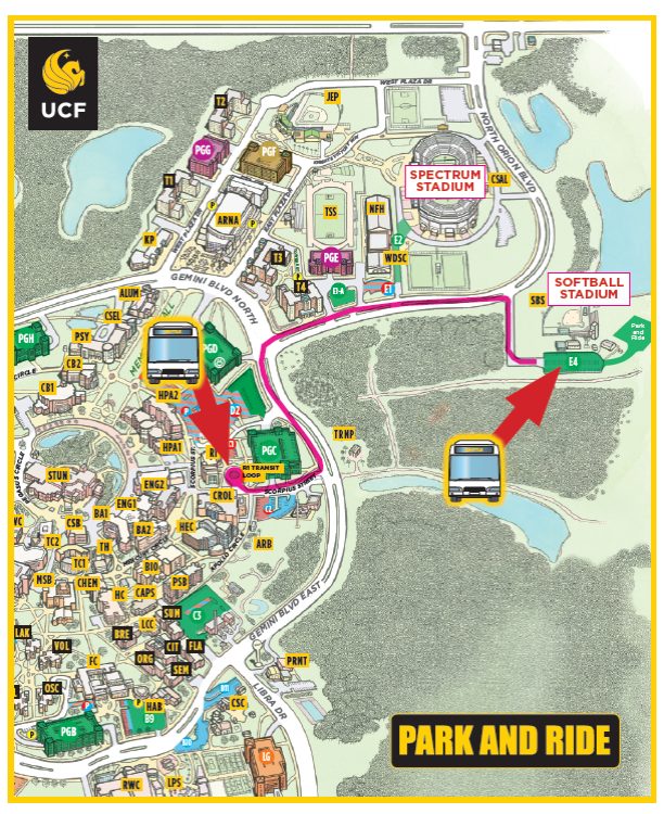 Map of Park and Ride route